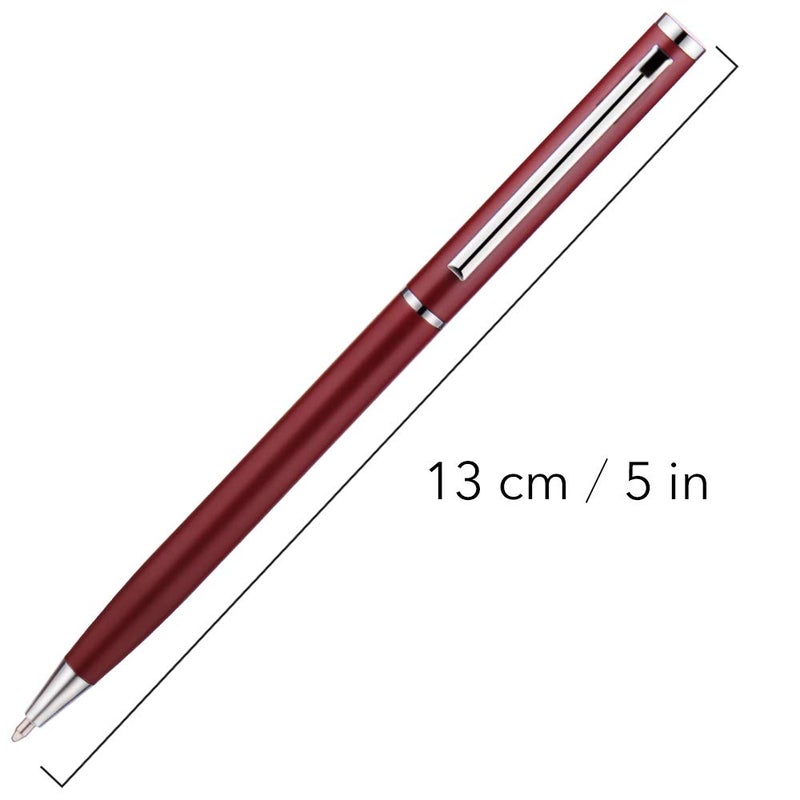 Unibene 6 Pack Slim Metallic Retractable Ballpoint Pens - Matte Burgundy Metallic Retractable, 1.0mm Medium Point Black Ink with 6 Stainless Steel Refills for Business Office, Gift - Image 3